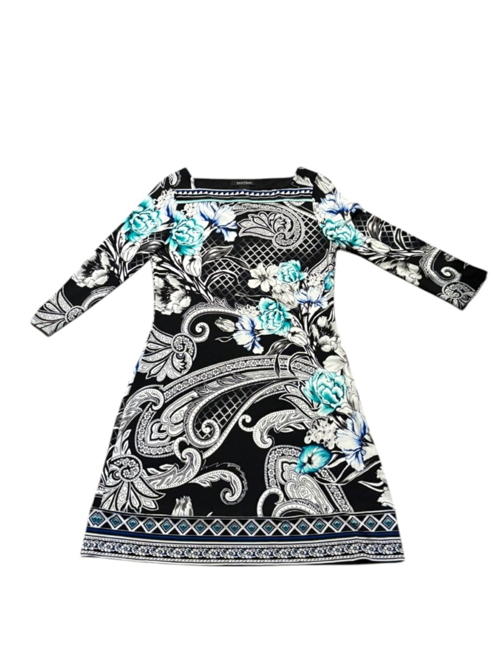 White House black market real black mini dress tunic top floral
